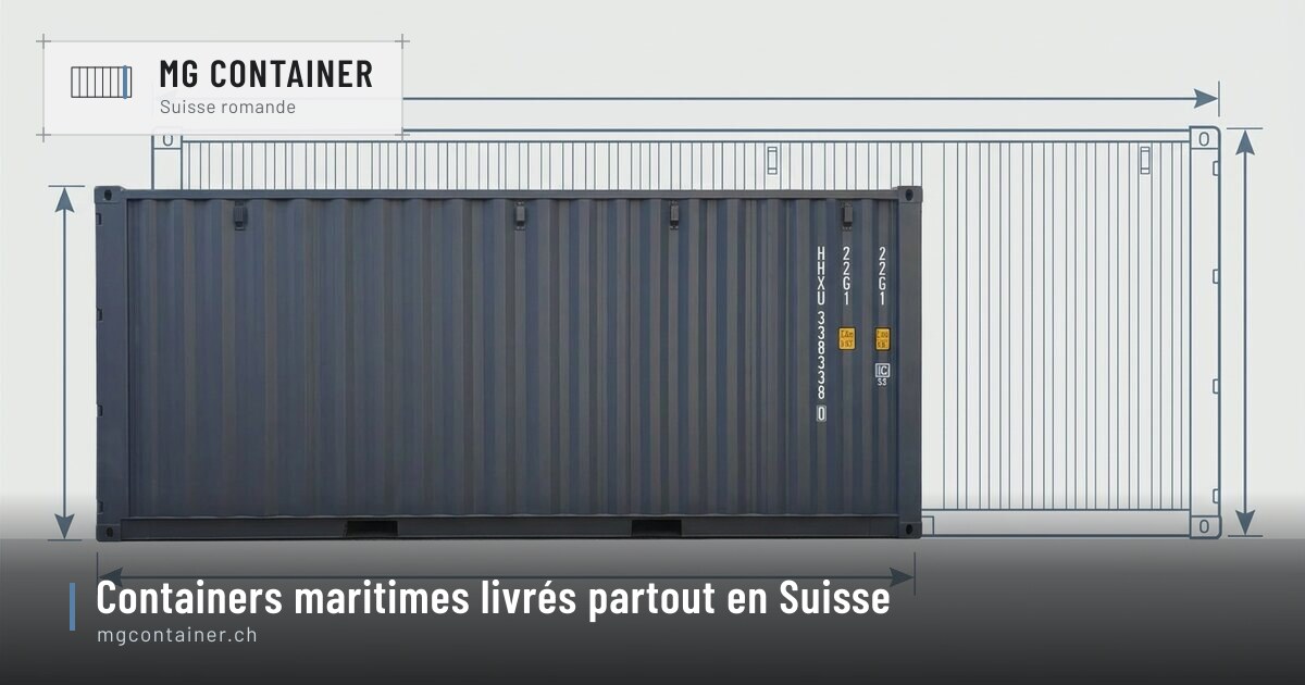 Illustration : Dimensions des containers : 20DC, 40DC et 40HC