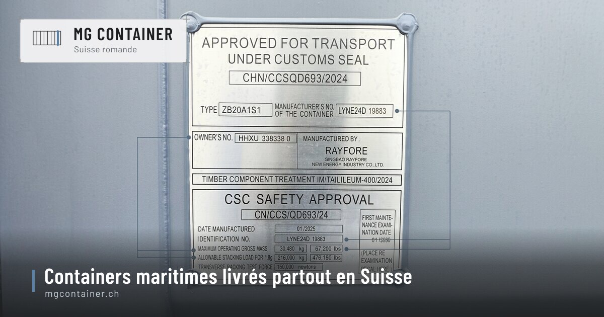 Illustration : Plaque CSC et marquages d'un container : lire et comprendre